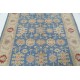 Hand Knotted Floral Oushak Area Rug with Blue Field and Beige Border | 100% Wool