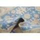 Hand Knotted Floral Oushak Area Rug with Blue Field and Beige Border | 100% Wool