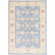 Hand Knotted Floral Oushak Area Rug with Blue Field and Beige Border | 100% Wool