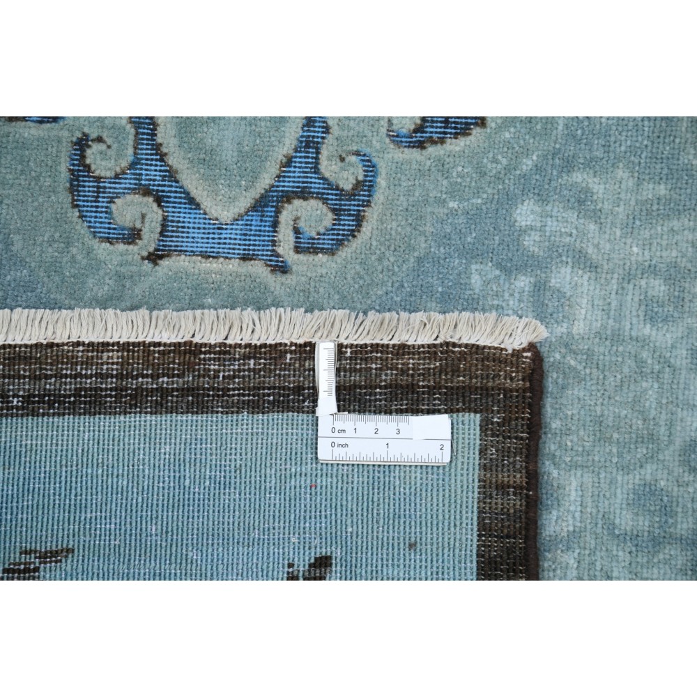 Hand Knotted Light Blue and Navy Blue Wool Area Rug | Turkish Quatrefoil Medallion Design Carpet Hand Knotted Light Blue and Navy Blue Wool Area Rug | Turkish Quatrefoil Medallion Design Carpet
