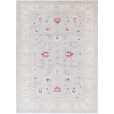 Hand Knotted Light Blue, Ivory and Red Wool Area Rug | Turkish Floral Design Accent Rug