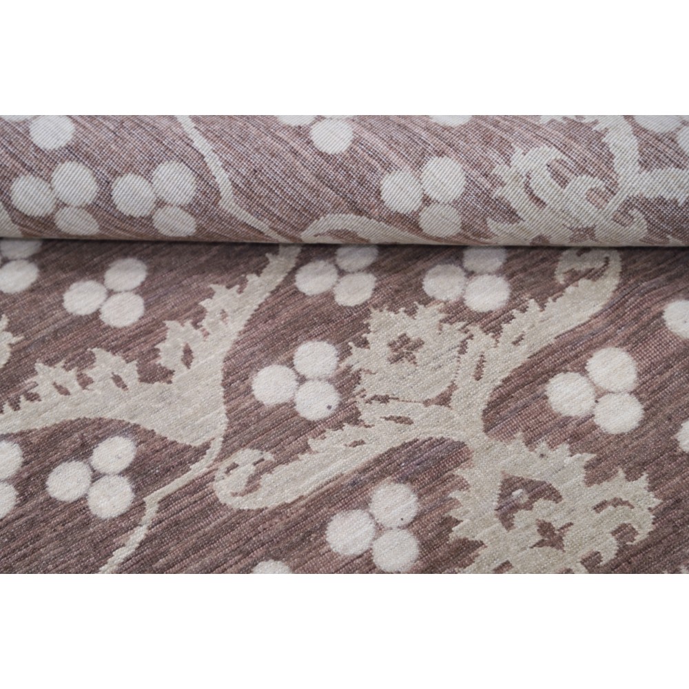 Hand Knotted Beige, Brown Wool Area Rug | Turkish Ogee Floral Design Carpet Hand Knotted Beige, Brown Wool Area Rug | Turkish Ogee Floral Design Carpet