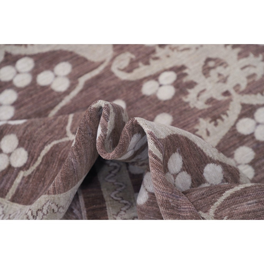 Hand Knotted Beige, Brown Wool Area Rug | Turkish Ogee Floral Design Carpet Hand Knotted Beige, Brown Wool Area Rug | Turkish Ogee Floral Design Carpet
