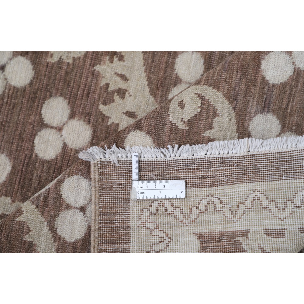 Hand Knotted Beige, Brown Wool Area Rug | Turkish Ogee Floral Design Carpet Hand Knotted Beige, Brown Wool Area Rug | Turkish Ogee Floral Design Carpet