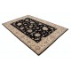 Hand Knotted Floral Area Rug with Black Field and Beige Border | Traditional Oushak Wool Carpet Hand Knotted Floral Area Rug with Black Field and Beige Border | Traditional Oushak Wool Carpet