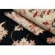 Hand Knotted Floral Area Rug with Black Field and Beige Border | Traditional Oushak Wool Carpet Hand Knotted Floral Area Rug with Black Field and Beige Border | Traditional Oushak Wool Carpet