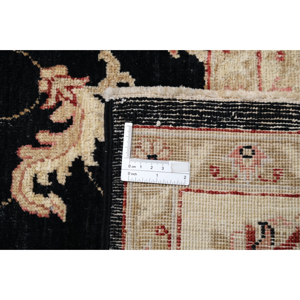 Hand Knotted Floral Area Rug with Black Field and Beige Border | Traditional Oushak Wool Carpet Hand Knotted Floral Area Rug with Black Field and Beige Border | Traditional Oushak Wool Carpet