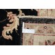 Hand Knotted Floral Area Rug with Black Field and Beige Border | Traditional Oushak Wool Carpet Hand Knotted Floral Area Rug with Black Field and Beige Border | Traditional Oushak Wool Carpet