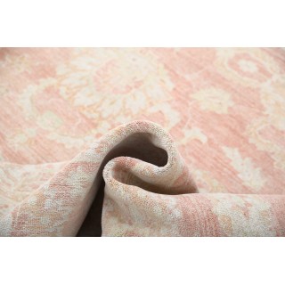 Hand Knotted Blush and Ivory Wool Area Rug | Turkish Floral Design Carpet for Living Room