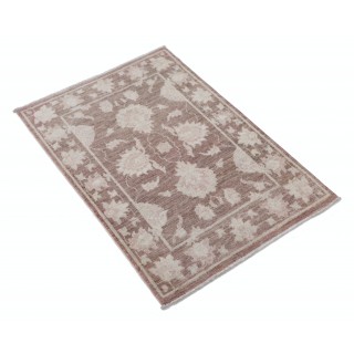 Hand Knotted Brown and Ivory Wool Area Rug | Floral Patterned Small Rug