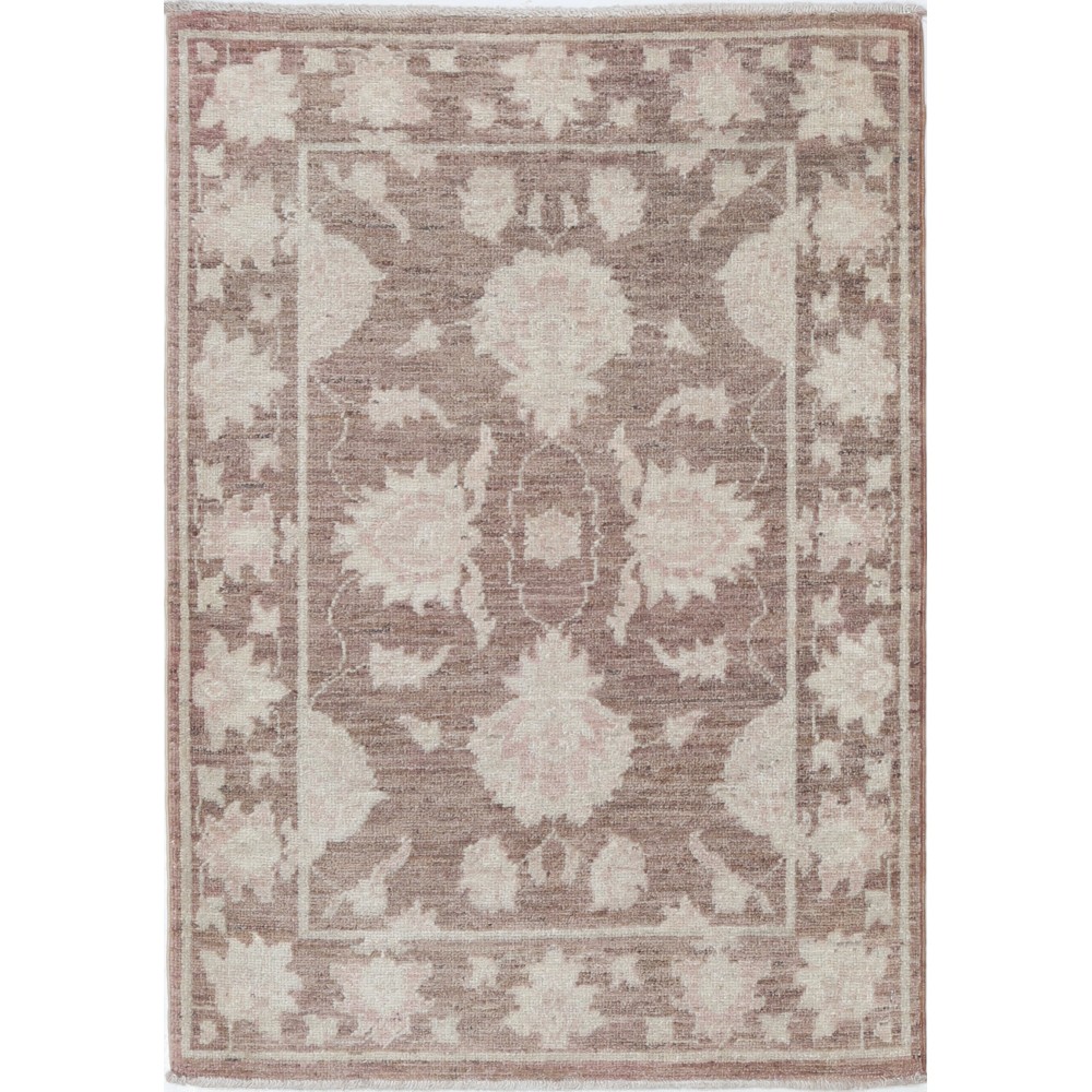 Hand Knotted Brown and Ivory Wool Area Rug | Floral Patterned Small Rug Hand Knotted Brown and Ivory Wool Area Rug | Floral Patterned Small Rug