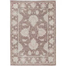Hand Knotted Brown and Ivory Wool Area Rug | Floral Patterned Small Rug