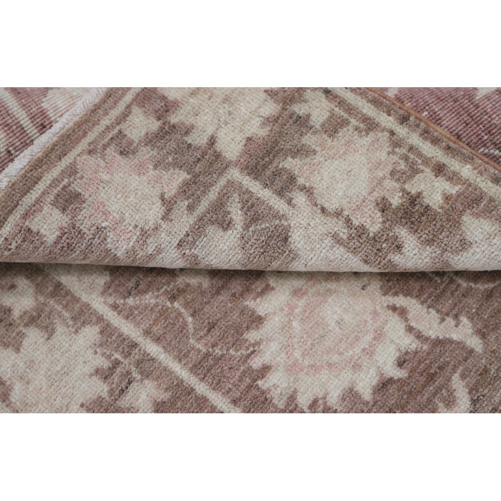 Hand Knotted Brown and Ivory Wool Area Rug | Floral Patterned Small Rug Hand Knotted Brown and Ivory Wool Area Rug | Floral Patterned Small Rug