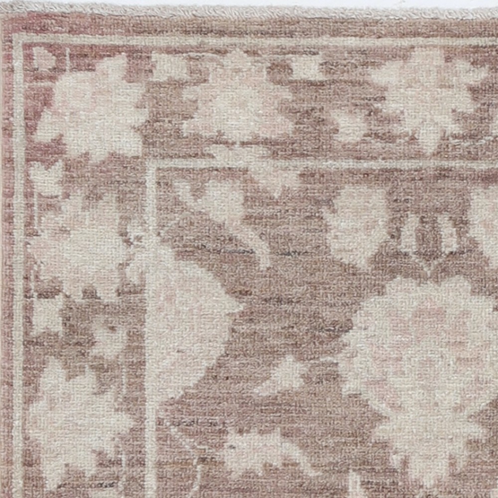 Hand Knotted Brown and Ivory Wool Area Rug | Floral Patterned Small Rug Hand Knotted Brown and Ivory Wool Area Rug | Floral Patterned Small Rug