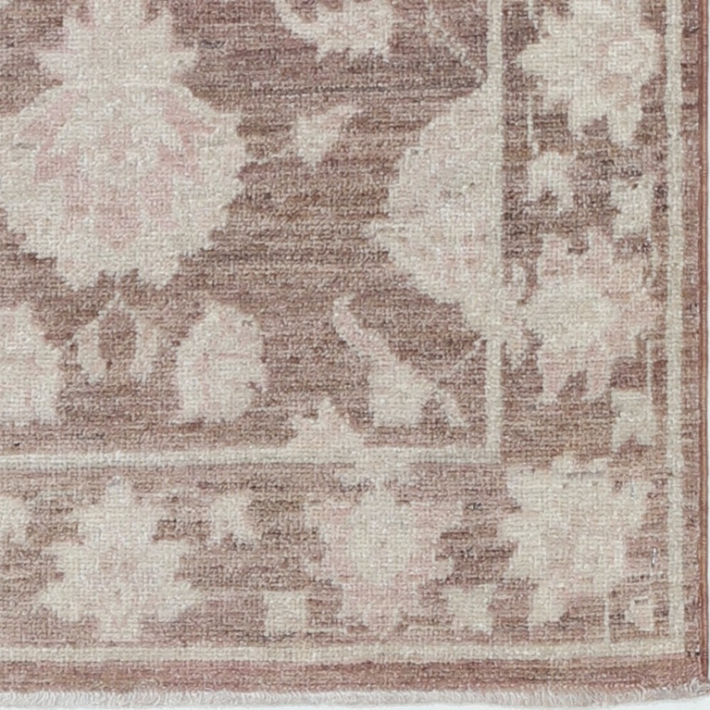 Hand Knotted Brown and Ivory Wool Area Rug | Floral Patterned Small Rug Hand Knotted Brown and Ivory Wool Area Rug | Floral Patterned Small Rug