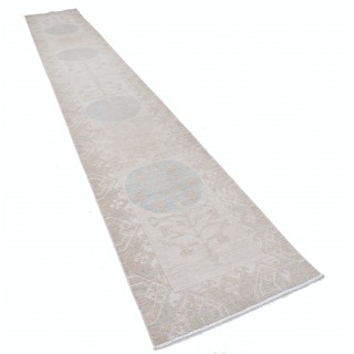 Hand-Knotted Wool Runner Rug | Soft-Toned Corridor Rug for Hallway and Entryway