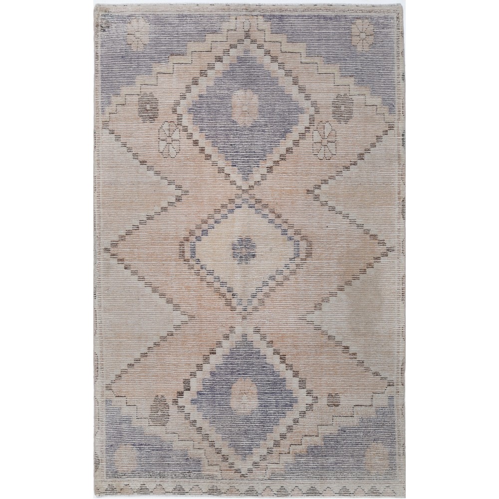Hand Knotted Light Blue, Beige Wool Area Rug | Turkish Striped Geometric Rug Hand Knotted Light Blue, Beige Wool Area Rug | Turkish Striped Geometric Rug