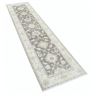 Floral Hallway Runner Rug | Handknotted Kitchen Runner Rug in Beige, Brown | 100% Wool