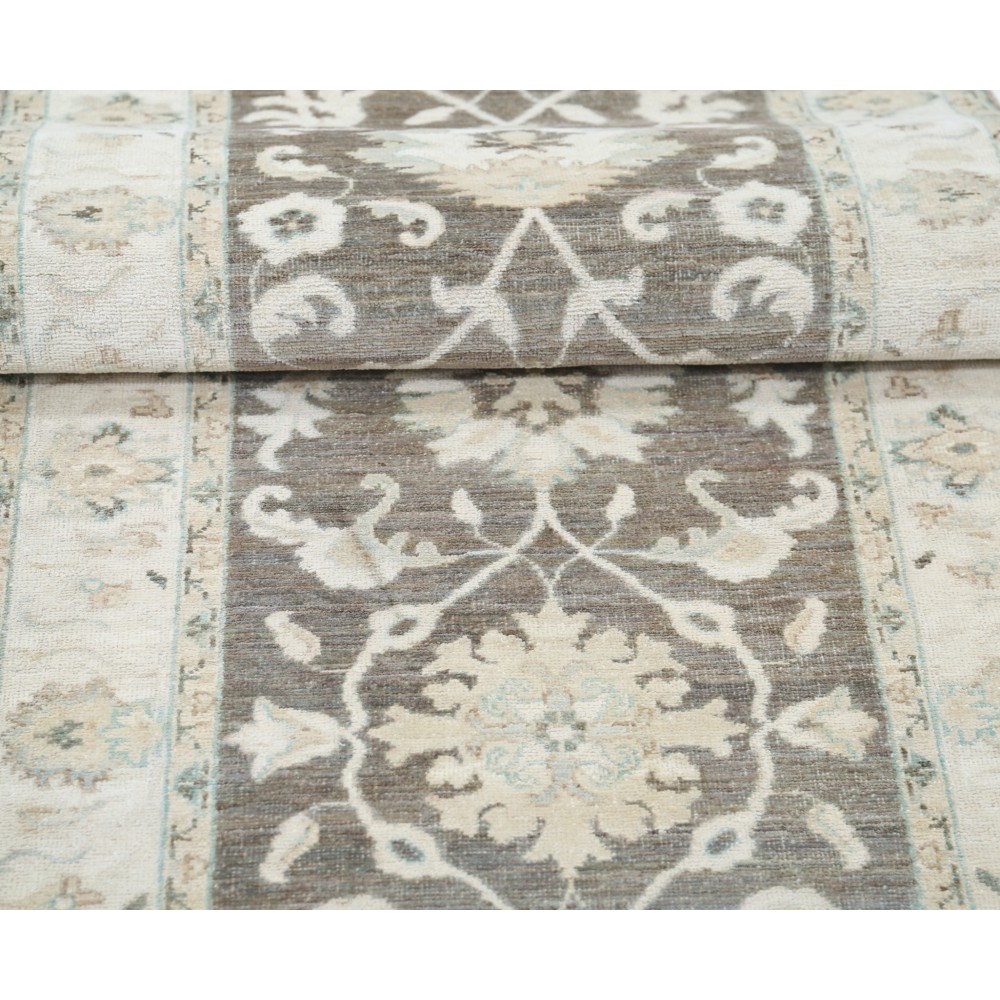 Floral Hallway Runner Rug | Handknotted Kitchen Runner Rug in Beige, Brown | 100% Wool Floral Hallway Runner Rug | Handknotted Kitchen Runner Rug in Beige, Brown | 100% Wool