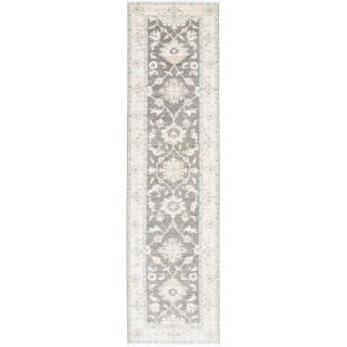 Floral Hallway Runner Rug | Handknotted Kitchen Runner Rug in Beige, Brown | 100% Wool