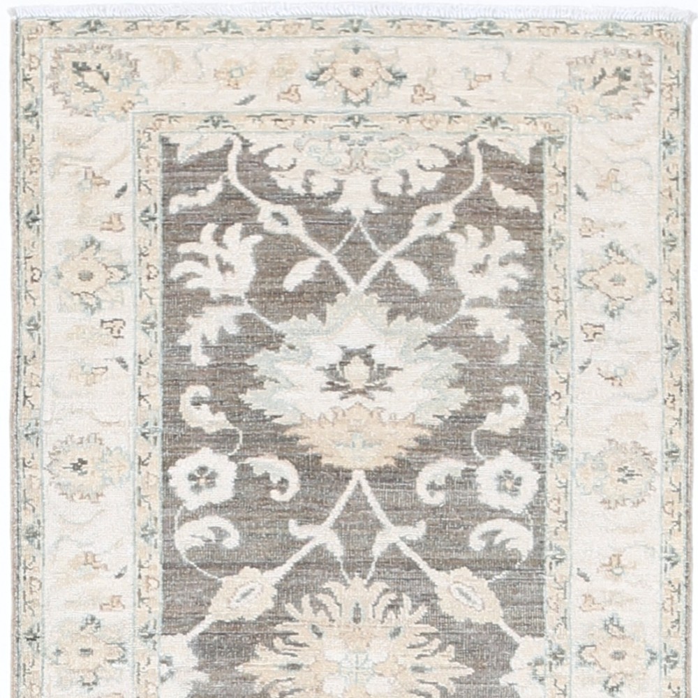 Floral Hallway Runner Rug | Handknotted Kitchen Runner Rug in Beige, Brown | 100% Wool Floral Hallway Runner Rug | Handknotted Kitchen Runner Rug in Beige, Brown | 100% Wool