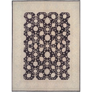 Hand Knotted Brown, Ivory Wool Area Rug | Turkish Ogee Trellis Design Carpet