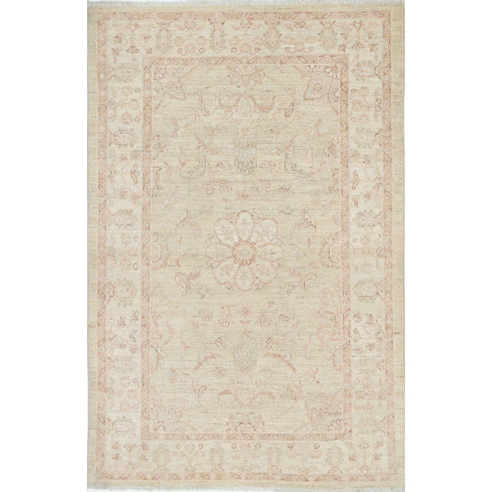 Traditional Hand Knotted Accent Rug | Floral Wool Area Rug in Soft Tones Traditional Hand Knotted Accent Rug | Floral Wool Area Rug in Soft Tones