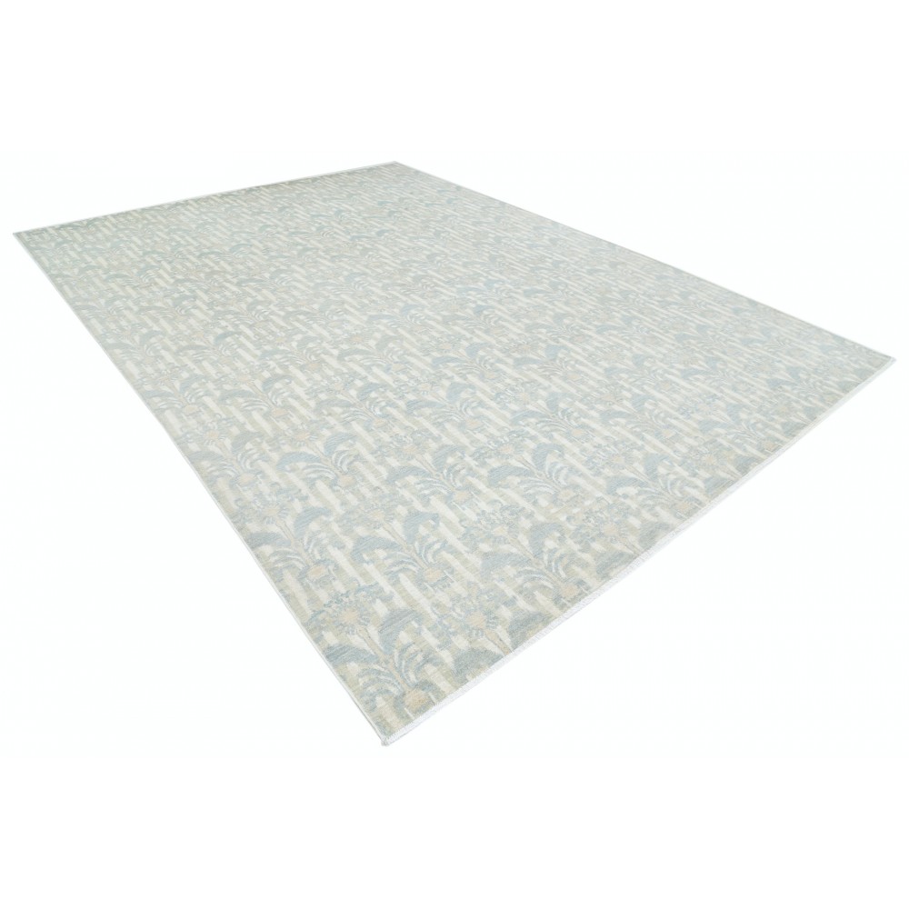 Hand Knotted Light Blue, Beige Wool Area Rug | Traditional Damask Pattern Carpet Hand Knotted Light Blue, Beige Wool Area Rug | Traditional Damask Pattern Carpet