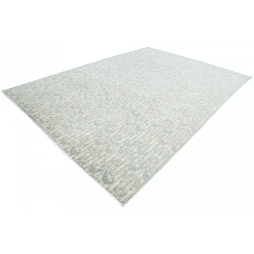 Hand Knotted Light Blue, Beige Wool Area Rug | Traditional Damask Pattern Carpet Hand Knotted Light Blue, Beige Wool Area Rug | Traditional Damask Pattern Carpet