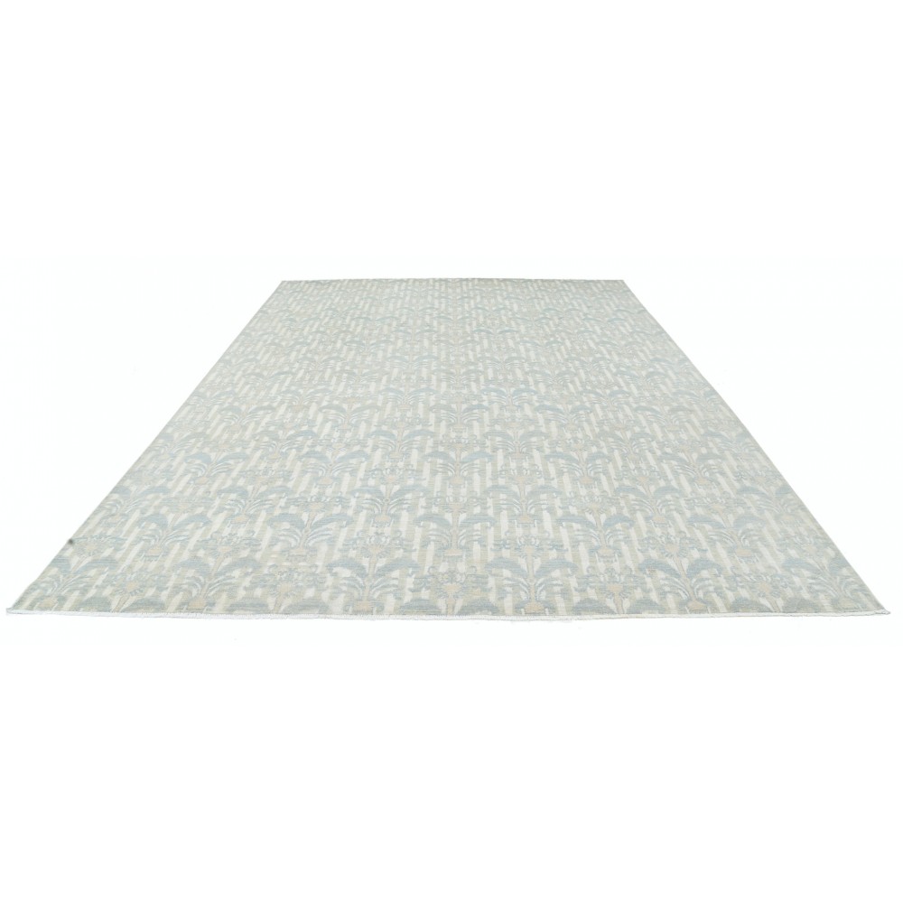 Hand Knotted Light Blue, Beige Wool Area Rug | Traditional Damask Pattern Carpet Hand Knotted Light Blue, Beige Wool Area Rug | Traditional Damask Pattern Carpet