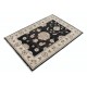 Hand Knotted Floral Turkish Area Rug with Black Field and Ivory Border | 100% Wool Hand Knotted Floral Turkish Area Rug with Black Field and Ivory Border | 100% Wool