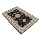 Hand Knotted Floral Turkish Area Rug with Black Field and Ivory Border | 100% Wool Hand Knotted Floral Turkish Area Rug with Black Field and Ivory Border | 100% Wool