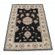 Hand Knotted Floral Turkish Area Rug with Black Field and Ivory Border | 100% Wool Hand Knotted Floral Turkish Area Rug with Black Field and Ivory Border | 100% Wool
