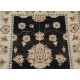 Hand Knotted Floral Turkish Area Rug with Black Field and Ivory Border | 100% Wool Hand Knotted Floral Turkish Area Rug with Black Field and Ivory Border | 100% Wool