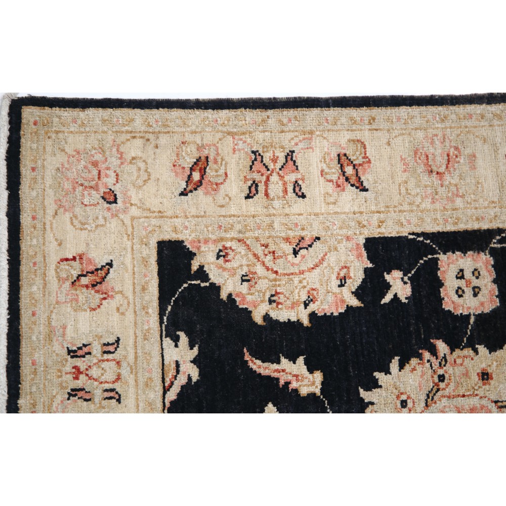 Hand Knotted Hallway Runner Rug for Corridor | Black Wool Runner Rug | Stair Rug | Floral Kitchen Rug