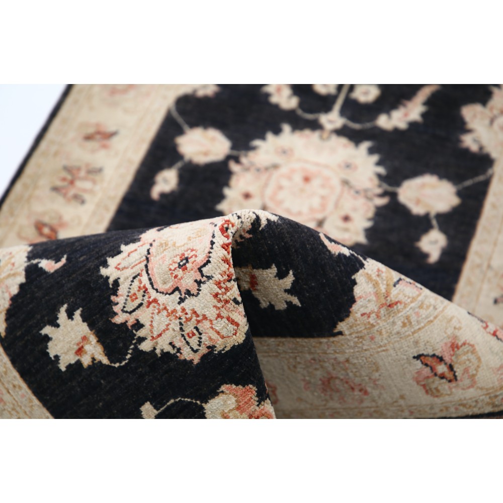 Hand Knotted Hallway Runner Rug for Corridor | Black Wool Runner Rug | Stair Rug | Floral Kitchen Rug