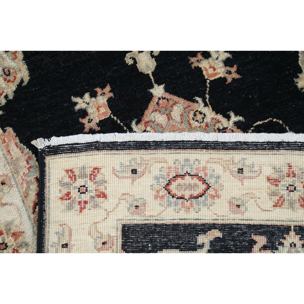 Hand Knotted Black, Beige Wool Runner Rug | Oushak Floral Corridor Rug for Hallway, Kitchen Hand Knotted Black, Beige Wool Runner Rug | Oushak Floral Corridor Rug for Hallway, Kitchen