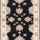 Hand Knotted Black, Beige Wool Runner Rug | Oushak Floral Corridor Rug for Hallway, Kitchen Hand Knotted Black, Beige Wool Runner Rug | Oushak Floral Corridor Rug for Hallway, Kitchen