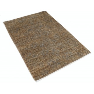 Hand Knotted Brown Wool Area Rug, Neutral Floral Pattern Rug