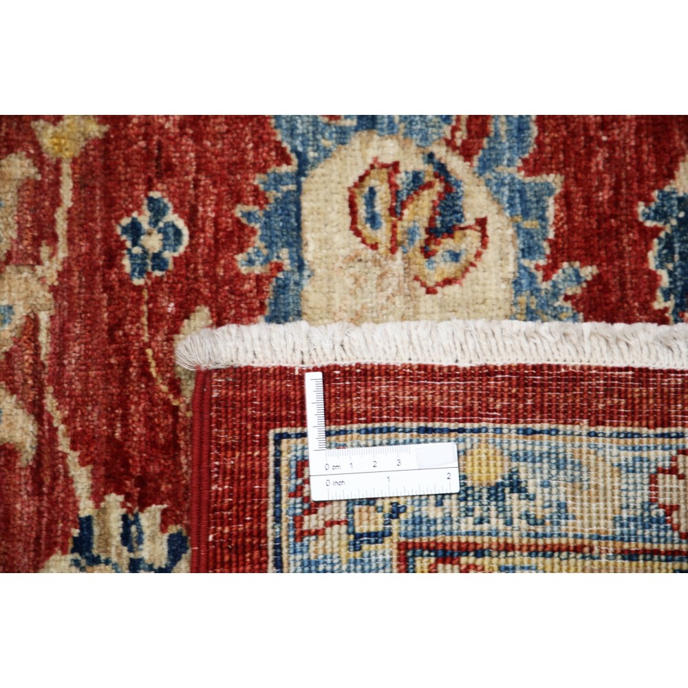 Hand Knotted Floral Area Rug with Red Field and Navy Blue Border | Turkish Oushak Wool Carpet Hand Knotted Floral Area Rug with Red Field and Navy Blue Border | Turkish Oushak Wool Carpet