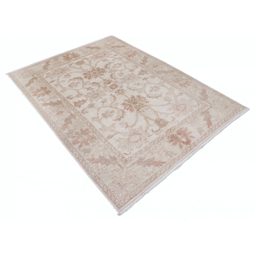 Beige Hand Knotted Wool Area Rug for Living Room, Dining Room, Office and Bedroom