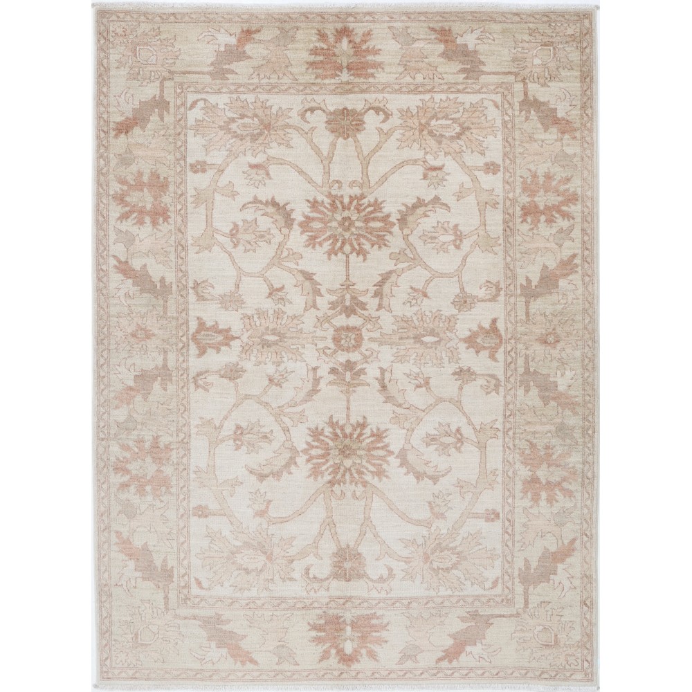 Beige Hand Knotted Wool Area Rug for Living Room, Dining Room, Office and Bedroom