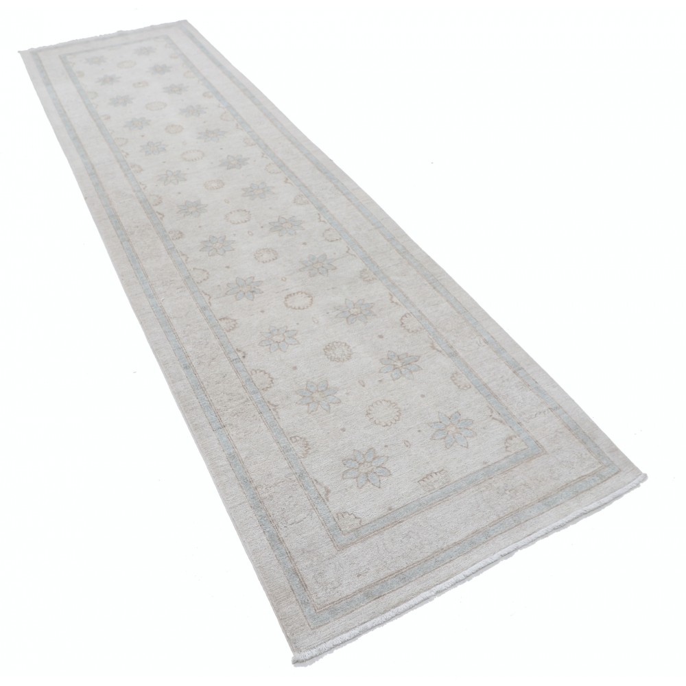 Hand Knotted Beige Wool Runner Rug | Oushak Floral Corridor Rug for Hallway, Kitchen Hand Knotted Beige Wool Runner Rug | Oushak Floral Corridor Rug for Hallway, Kitchen