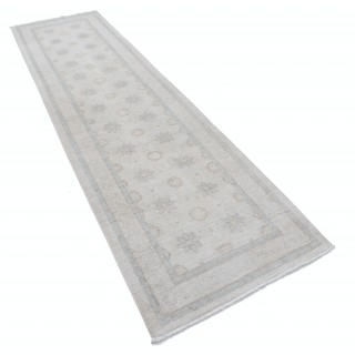 Hand Knotted Beige Wool Runner Rug | Oushak Floral Corridor Rug for Hallway, Kitchen