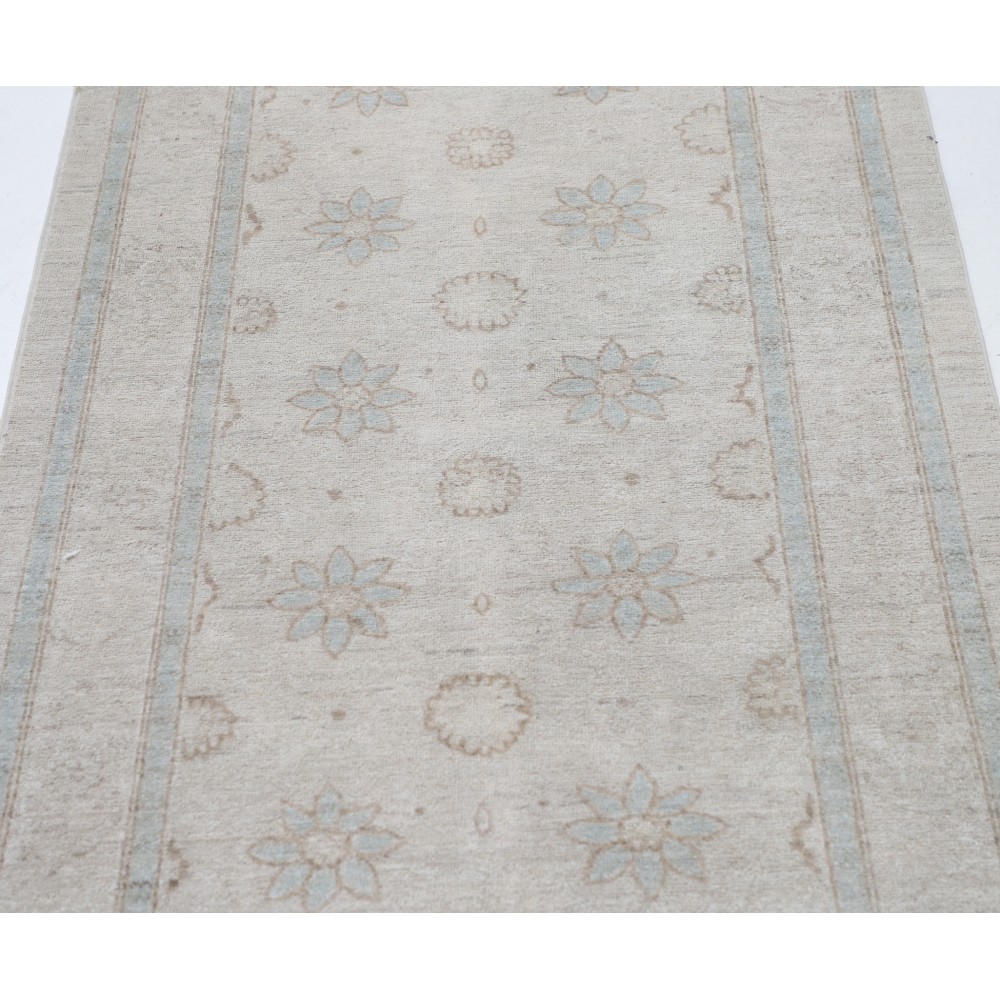 Hand Knotted Beige Wool Runner Rug | Oushak Floral Corridor Rug for Hallway, Kitchen Hand Knotted Beige Wool Runner Rug | Oushak Floral Corridor Rug for Hallway, Kitchen