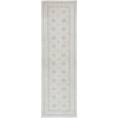 Hand Knotted Beige Wool Runner Rug | Oushak Floral Corridor Rug for Hallway, Kitchen