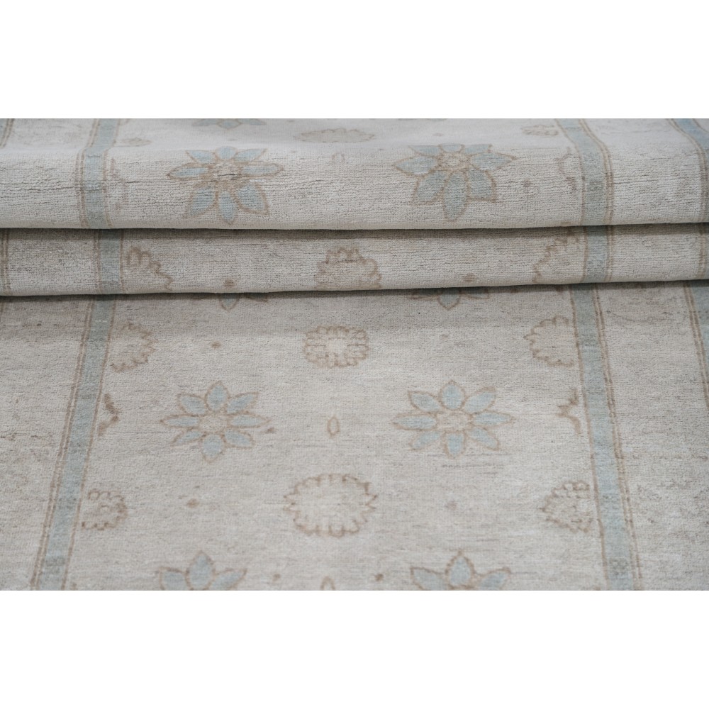 Hand Knotted Beige Wool Runner Rug | Oushak Floral Corridor Rug for Hallway, Kitchen Hand Knotted Beige Wool Runner Rug | Oushak Floral Corridor Rug for Hallway, Kitchen