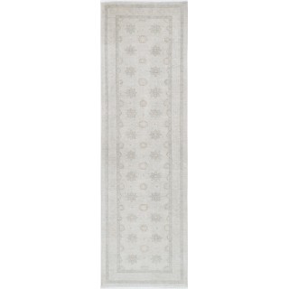 Hand Knotted Beige Wool Runner Rug | Oushak Floral Corridor Rug for Hallway, Kitchen