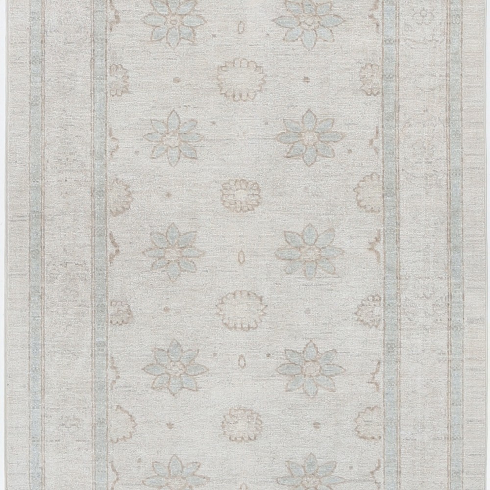 Hand Knotted Beige Wool Runner Rug | Oushak Floral Corridor Rug for Hallway, Kitchen Hand Knotted Beige Wool Runner Rug | Oushak Floral Corridor Rug for Hallway, Kitchen