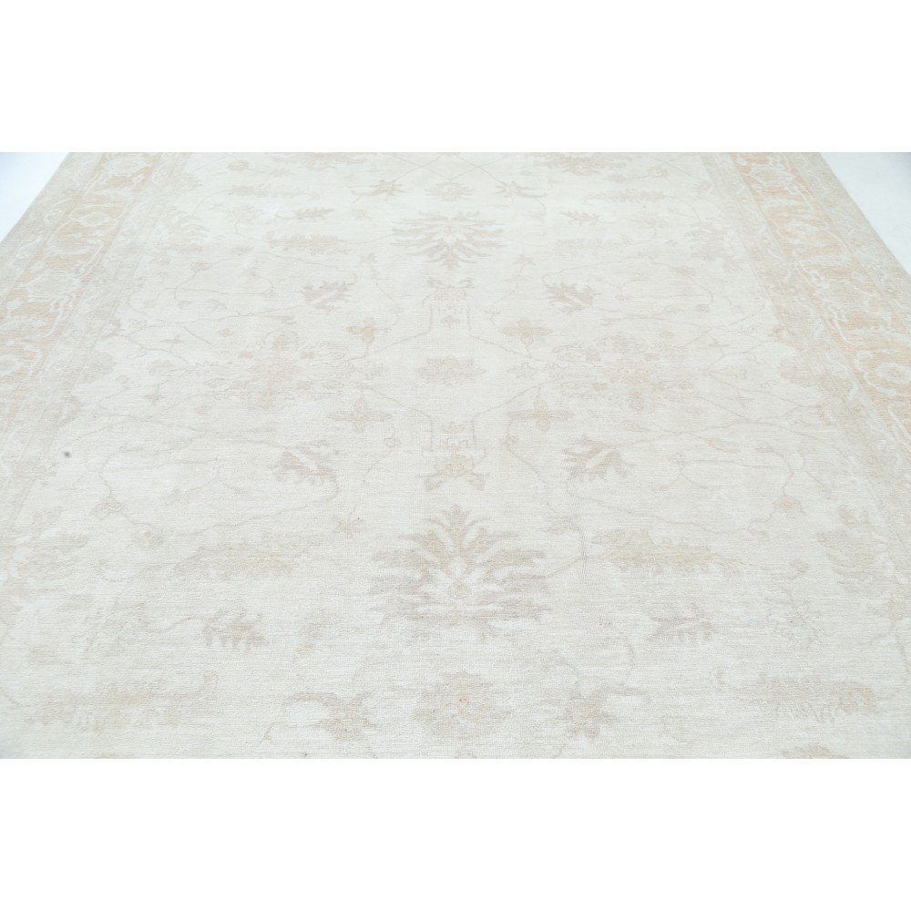Hand Knotted Beige Wool Large Area Rug | Traditional Floral Oushak Carpet Hand Knotted Beige Wool Large Area Rug | Traditional Floral Oushak Carpet